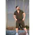 Mens Zipper Tshirts & shorts sets