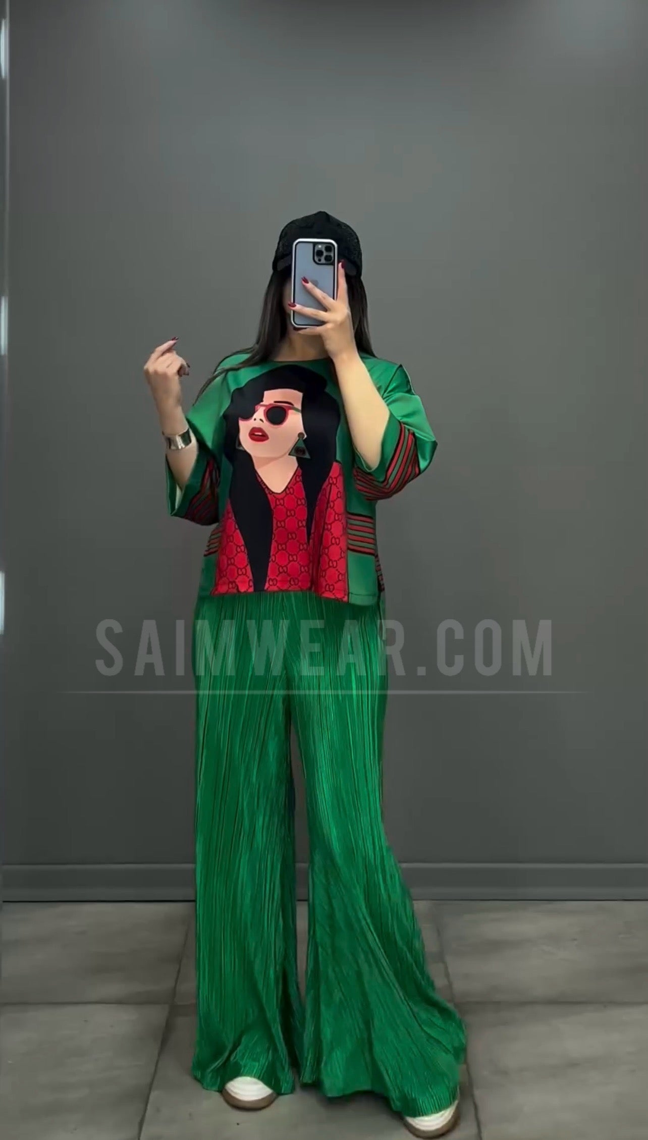 Luxury 2 Pcs Silk Printed Co ord Set