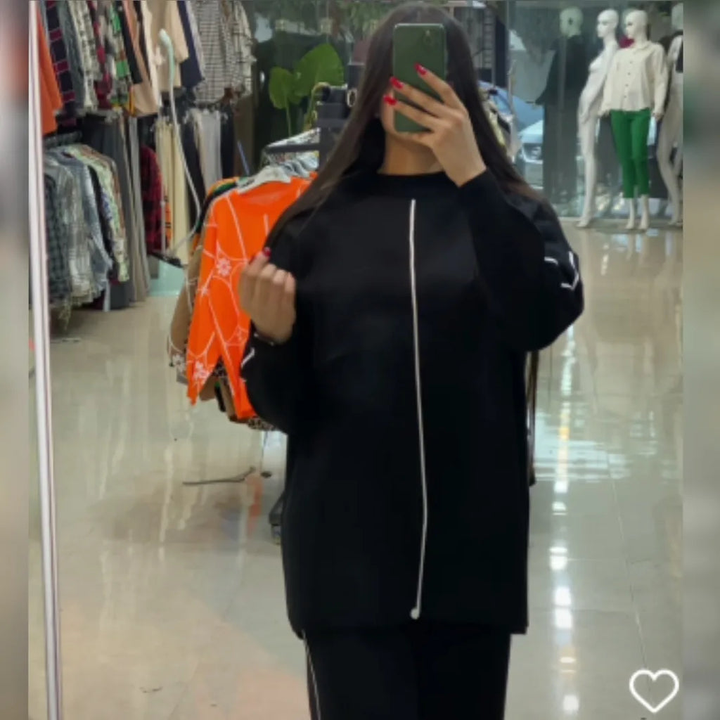 2 Pcs Stripe Winter Fleece Outfit