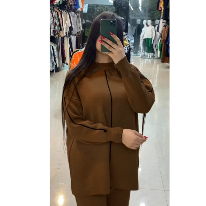 2 Pcs Stripe Winter Fleece Outfit