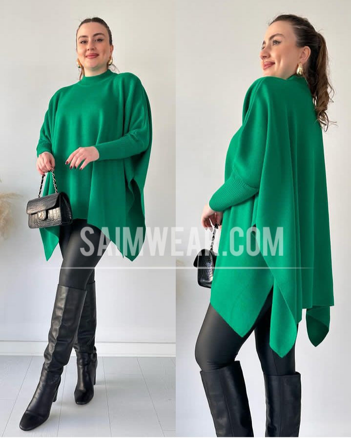 Batwing Style Fleece Shawl Poncho CH-395