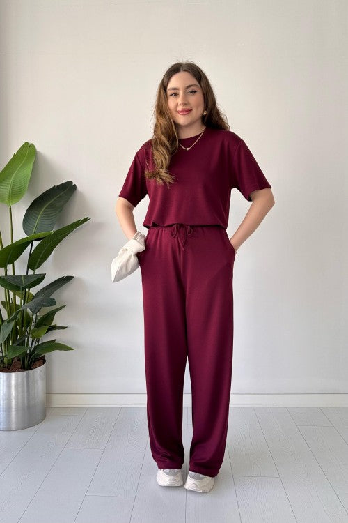 Straight Trouser Tee Lounge Wear Set
