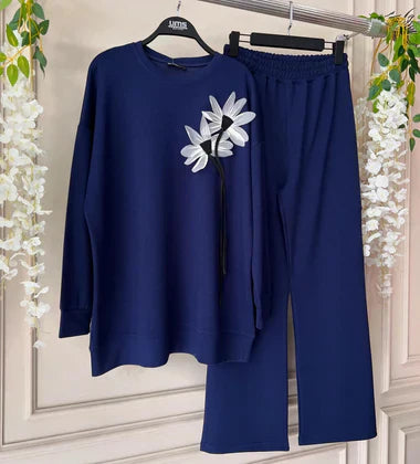 Luxury Flower Printed Fleece Co-ord Set For Winters