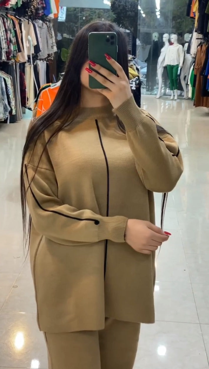 2 Pcs Stripe Winter Fleece Outfit