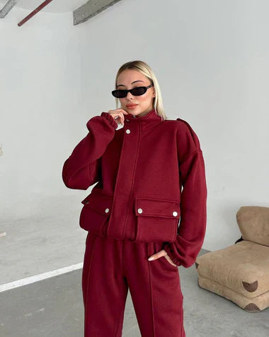 Mock Neck Cargo Pocket Winter Fleece Out-Fit