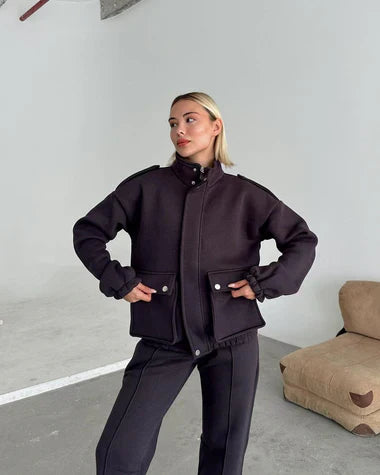 Mock Neck Cargo Pocket Winter Fleece Out-Fit