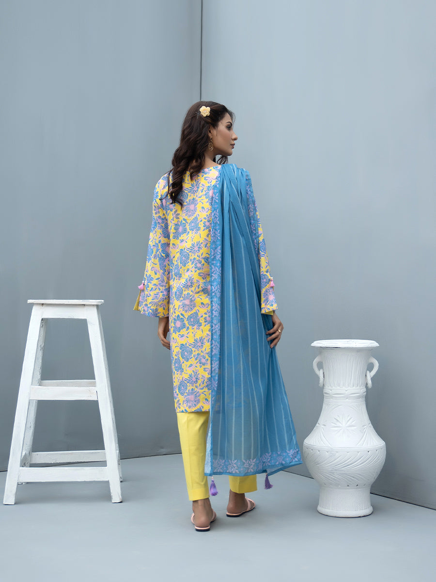 1 & Get 1 Free - 2Pc Printed Cambric Slub Shirt & Lawn Printed Slub Dupatta Buy