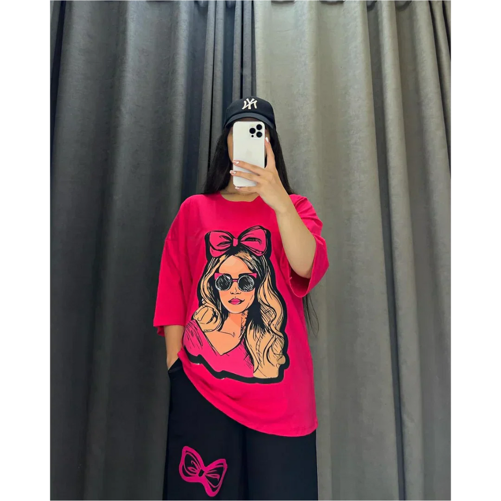 Printed Drop-Shoulder Tee Trousers