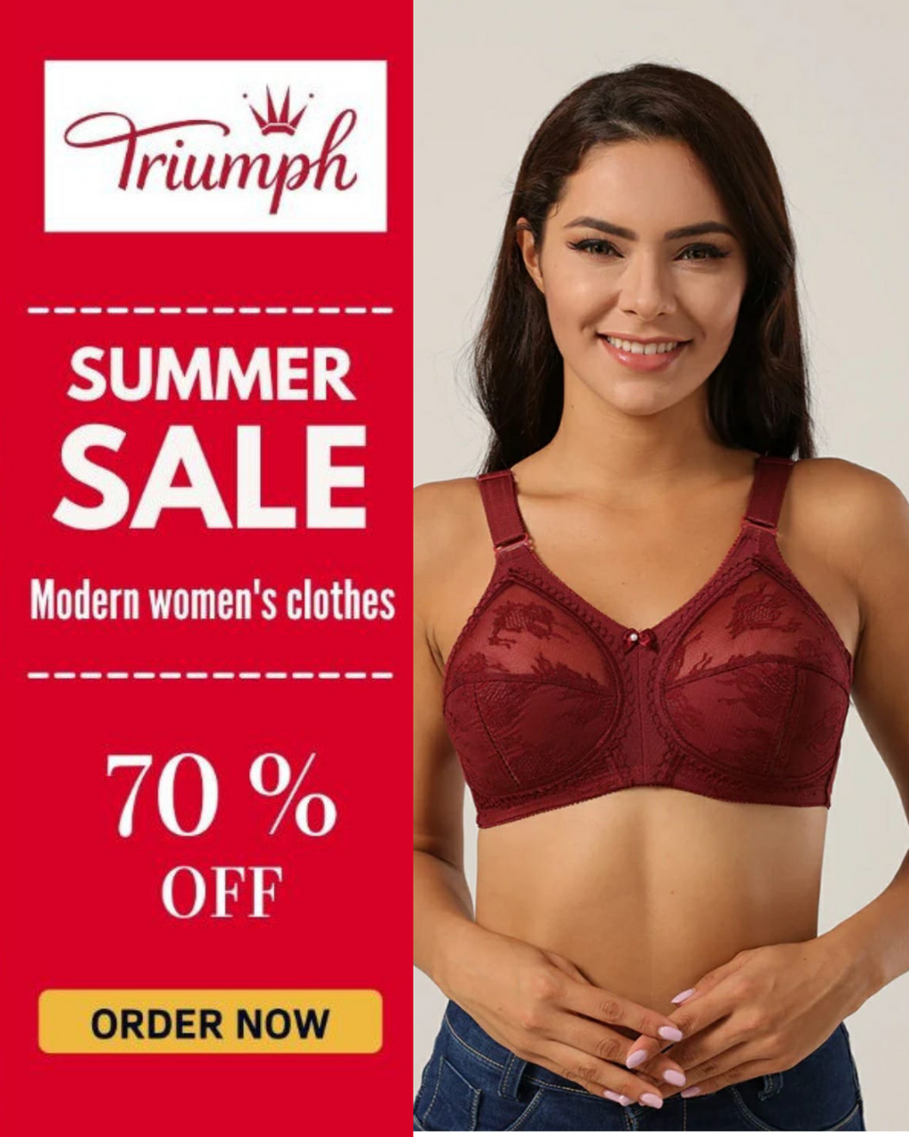 70% OFF | PACK OF 1 IMPORTED TRIUMPH DOREENA BRA BEST FOR SUMMER | FREE HOME DELIVERY