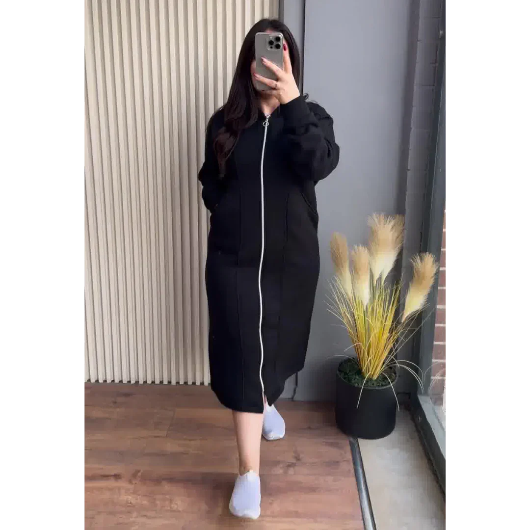 Long Zipper Fleece  Hoodie