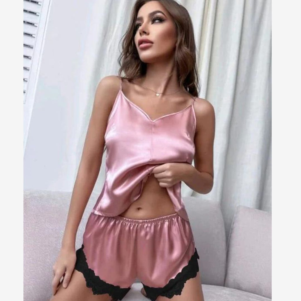 BACKLESS SILK CAMI TOP & SHORTS P 43
