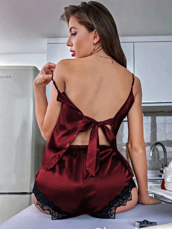 BACKLESS SILK CAMI TOP & SHORTS P 43