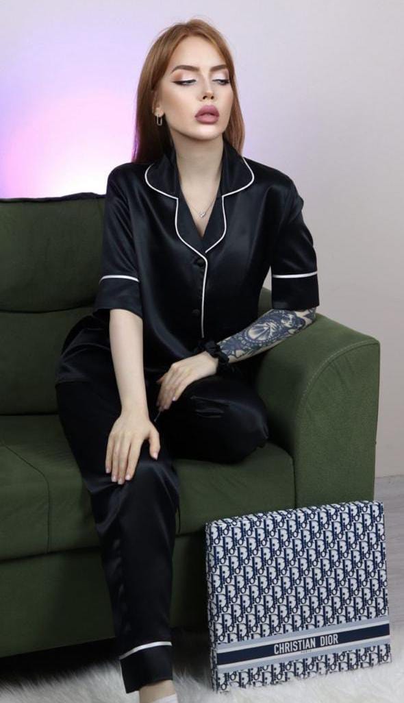 Pjs Silk Half Sleeves Nightwear