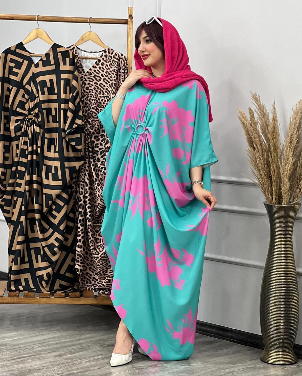 Long Printed Silk Kaftaan