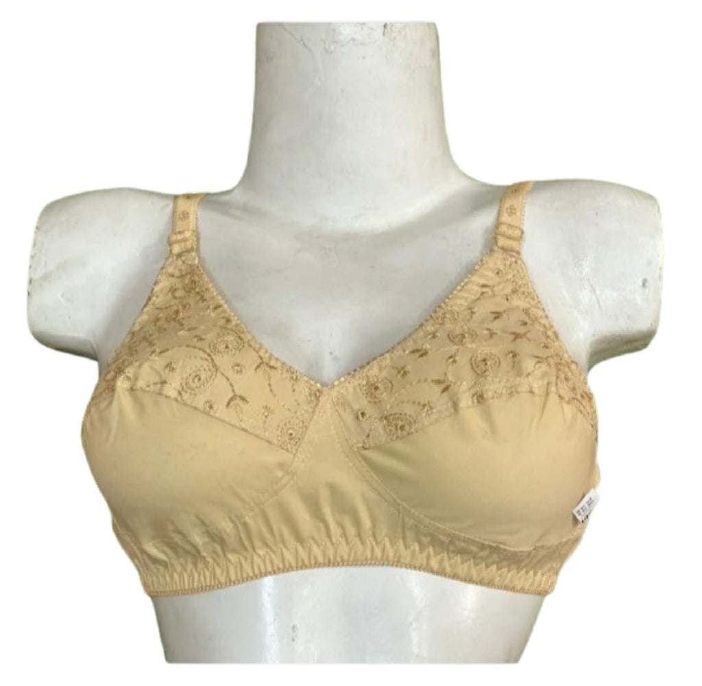 50% OFF | PACK OF 2 IMPORTED EBRIODERY STRETCHABLE COTTON BRA FOR SUMMER