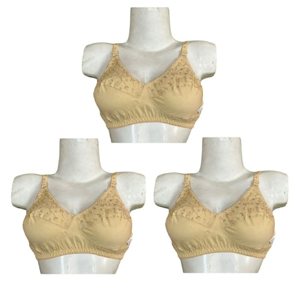 50% OFF | PACK OF 2 IMPORTED EBRIODERY STRETCHABLE COTTON BRA FOR SUMMER