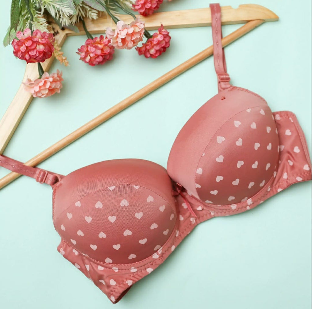 PACK OF 2 PREMIUM IMPORTED LOVE PRINTED SINGLE PADDED PUSHUP BRA | FREE HOME DELIVERY