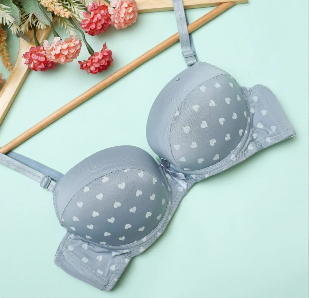 PACK OF 2 PREMIUM IMPORTED LOVE PRINTED SINGLE PADDED PUSHUP BRA | FREE HOME DELIVERY