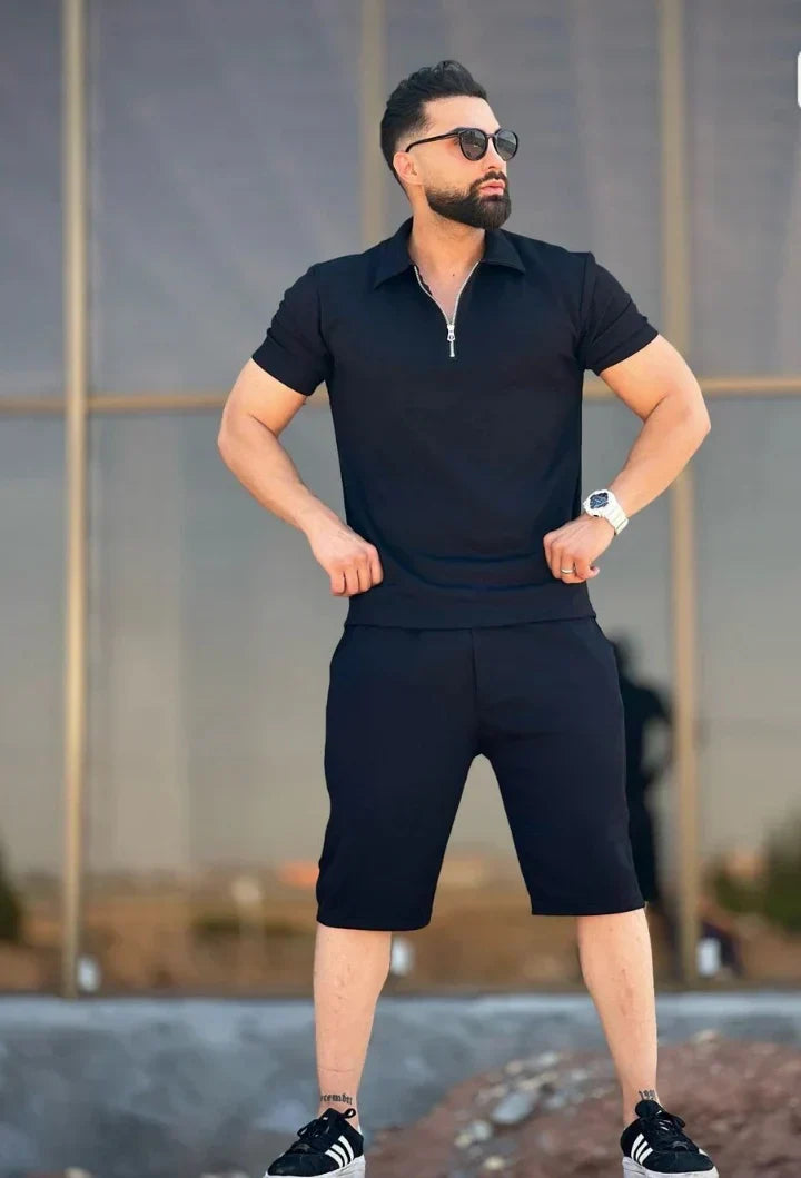 Mens Zipper Tshirts & shorts sets