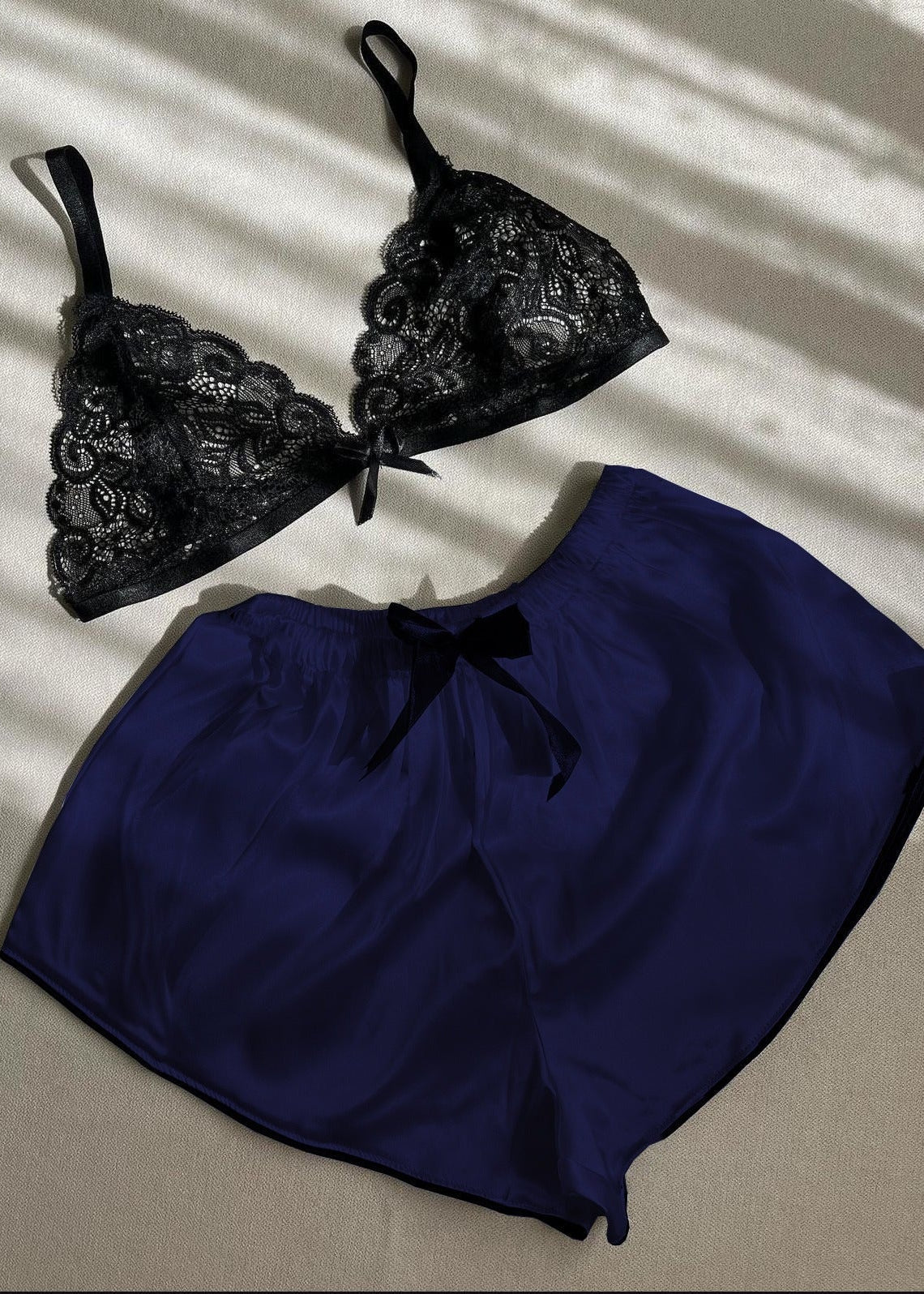 Silk Short With Net Bra Night Wear Set.