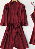 Silk Robe With Long Sleeveless Top 2 Pcs Nightwear