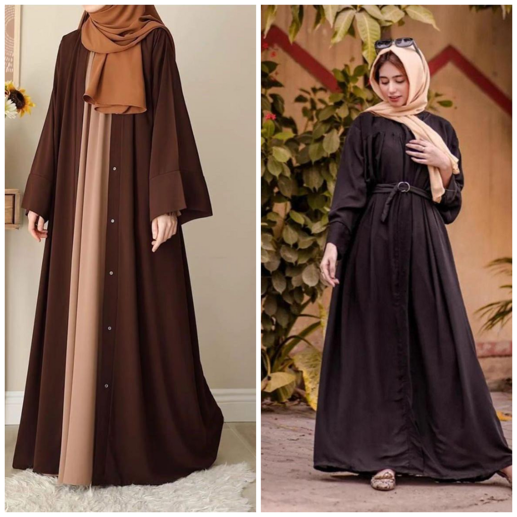 DOS747 Buy 1 Get 1 FREE Premium Georgette Abaya with Stoles – All Sizes Available