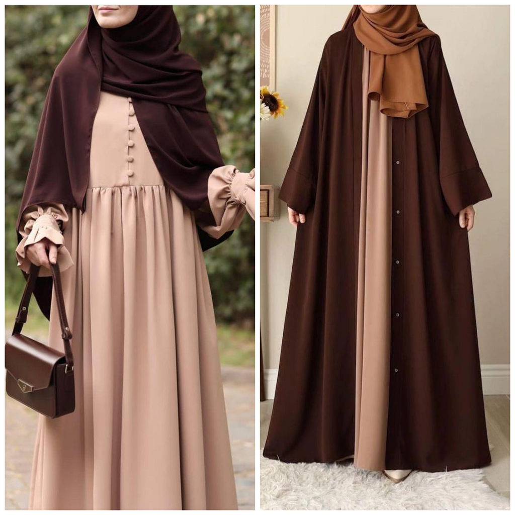 DOS748 Buy 1 Get 1 FREE Premium Georgette Abaya with Stoles – All Sizes Available