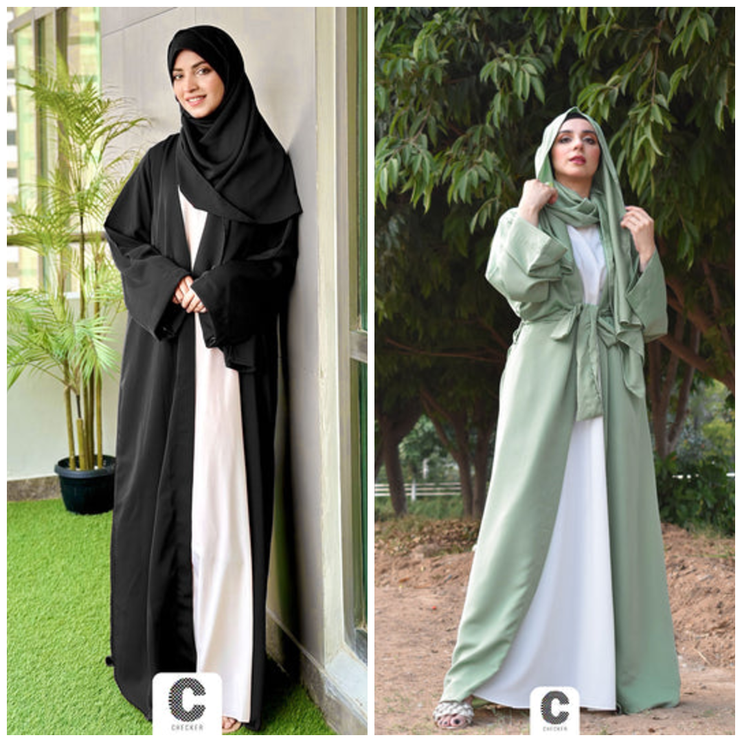 DOS745 Buy 1 Get 1 FREE Premium Georgette Abaya with Stoles – All Sizes Available