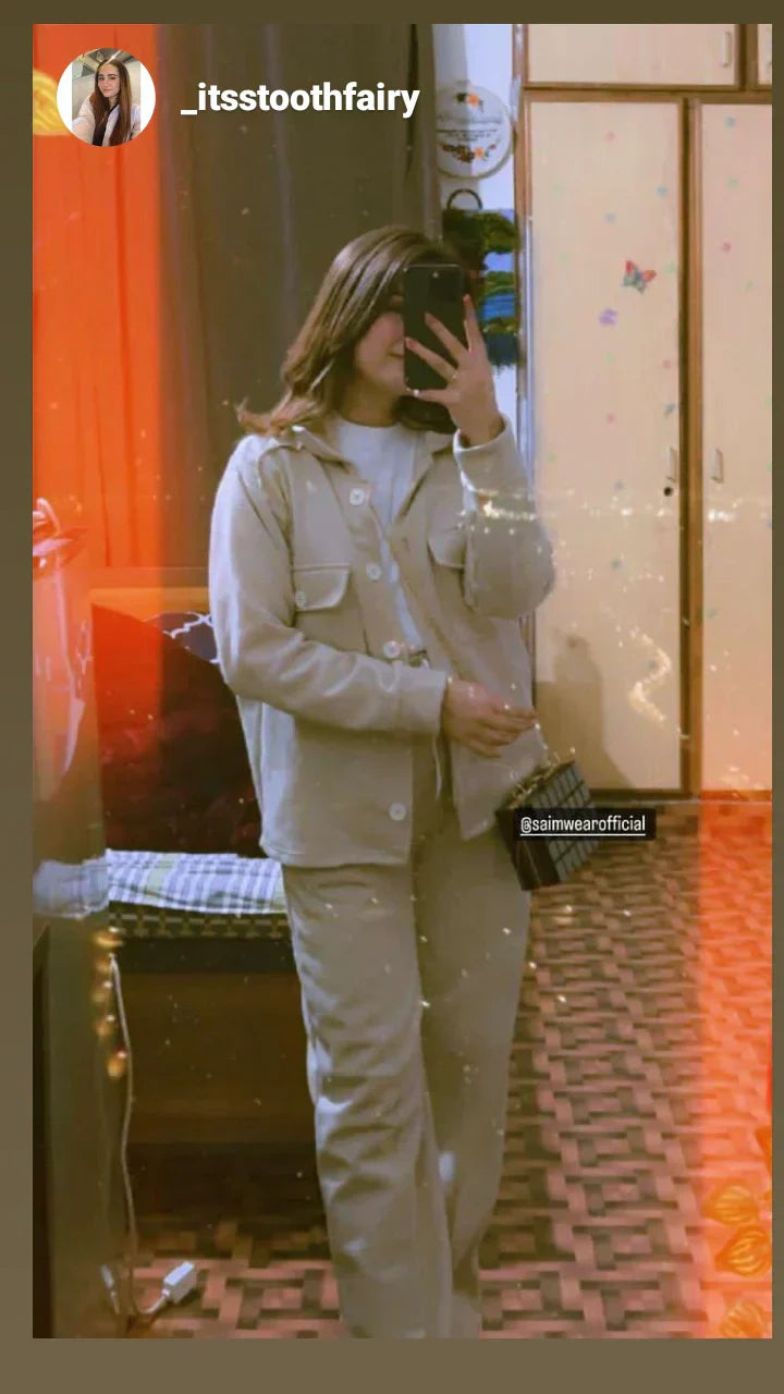 3 Pcs Winter Button Style Outfit