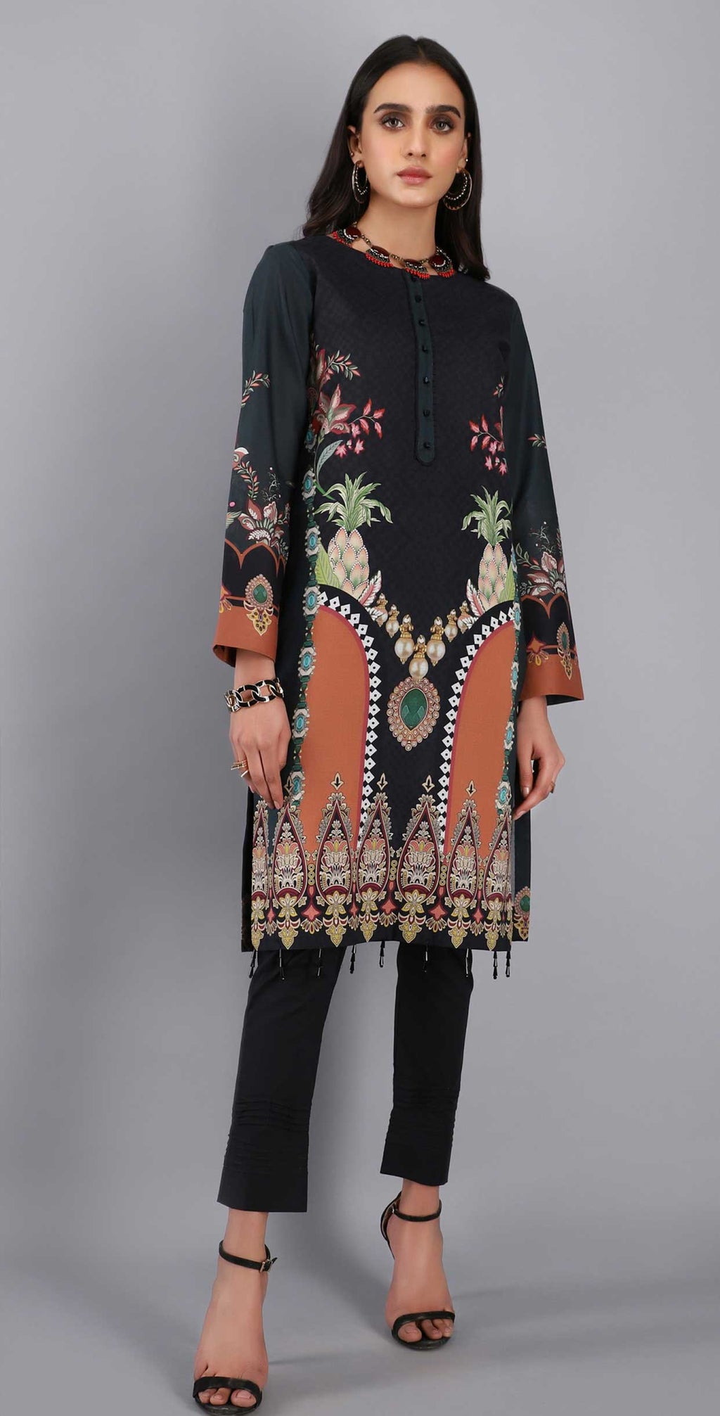 1 & Get 1 Free - Unstitched 1pc Digital Printed Lawn Shirt - DOS212