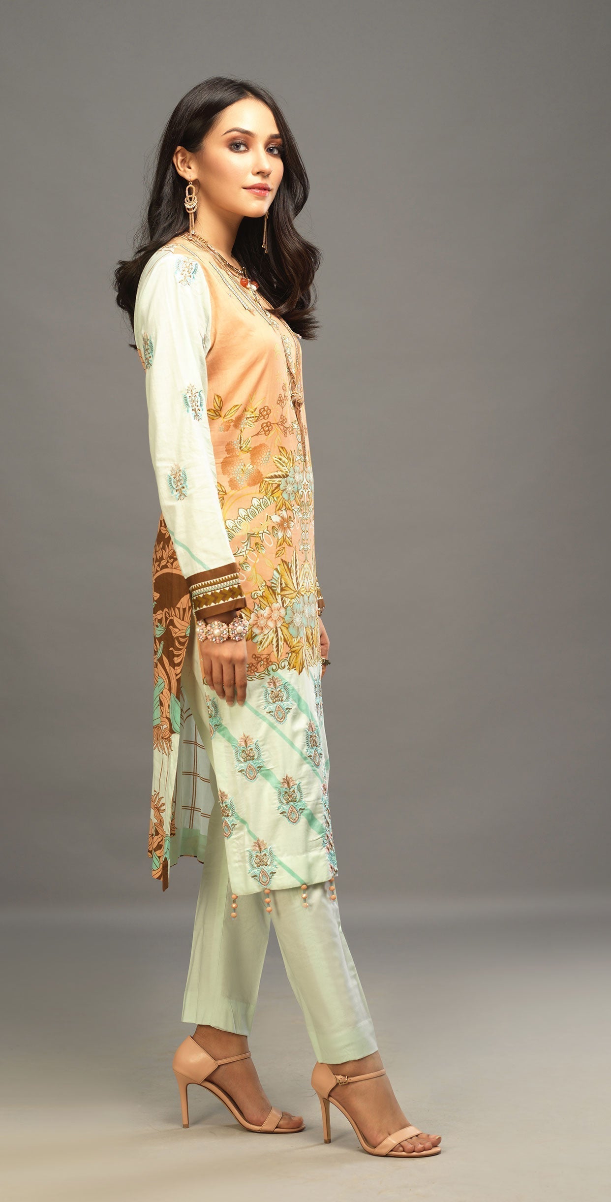 1 & Get 1 Free - Unstitched 3pc Printed Embroidered Lawn Shirt with Woven Khaddi Dupatta - Shades DOS311