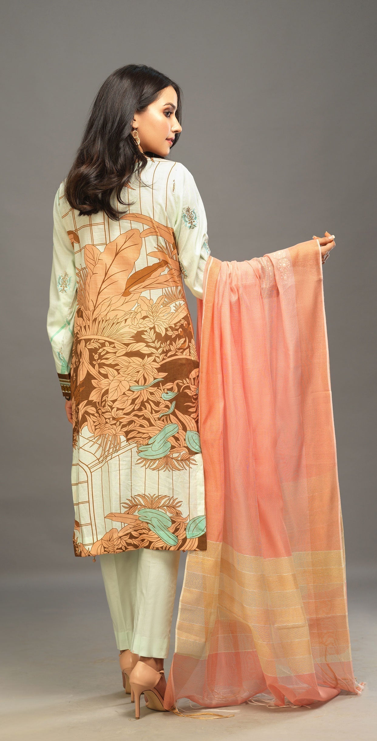 1 & Get 1 Free - Unstitched 3pc Printed Embroidered Lawn Shirt with Woven Khaddi Dupatta - Shades DOS311