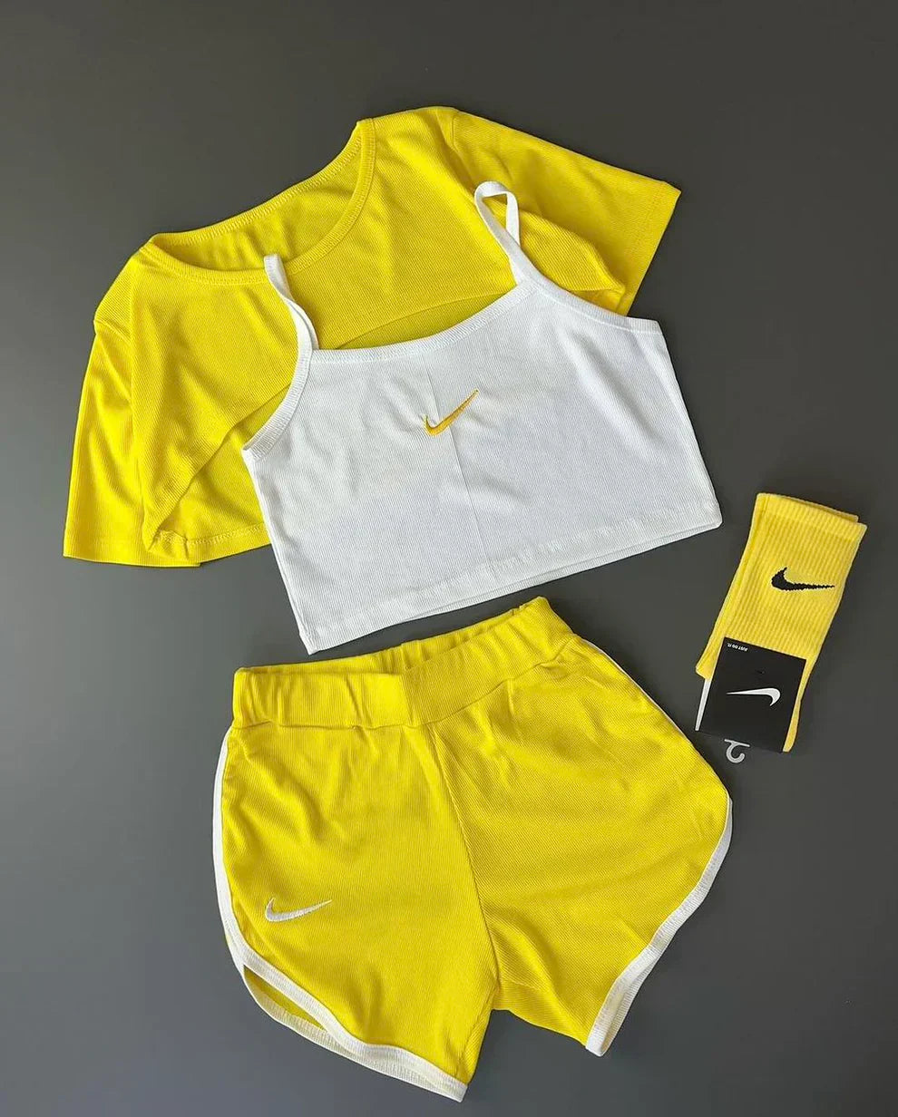 Matching tripe set upper shirt inner shirt with boxer short for women